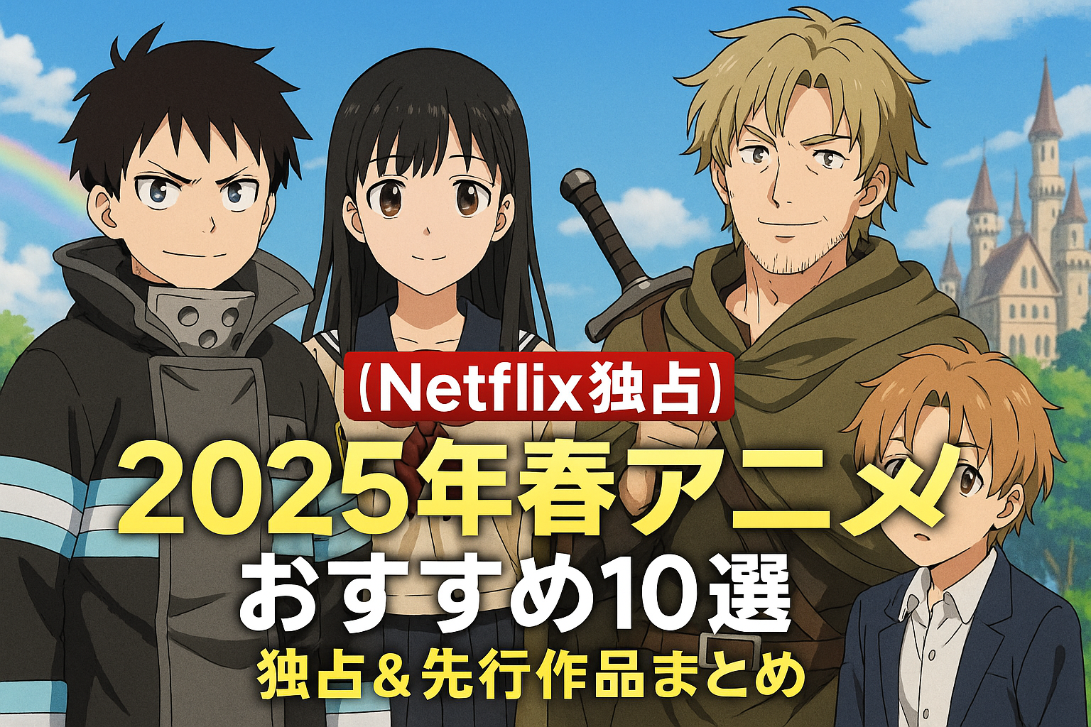 2025年春Netflix独占・先行配信アニメおすすめ10選を紹介するアイキャッチ画像