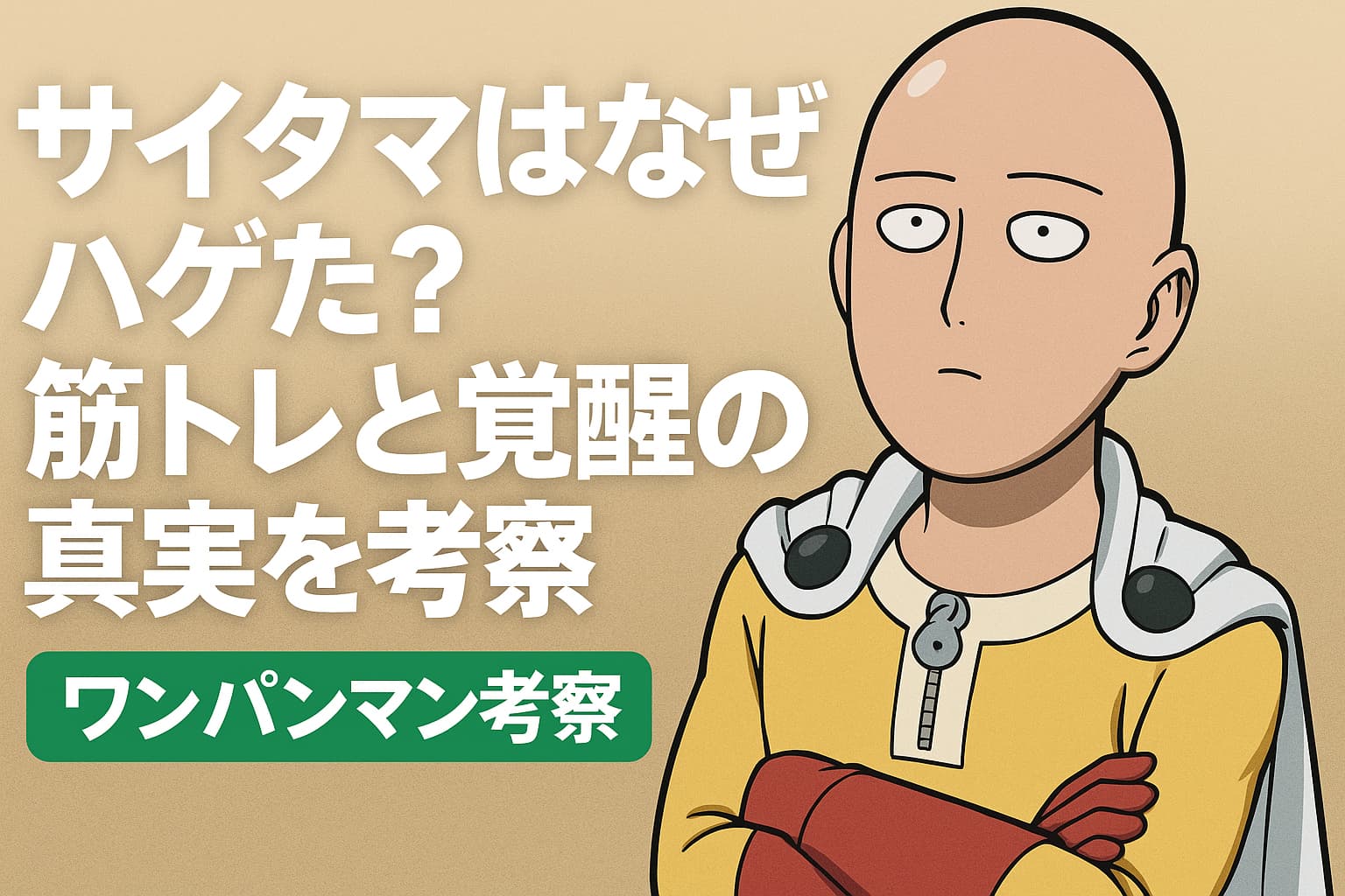 サイタマの覚醒とハゲの理由を考察するイメージイラスト｜ワンパンマン