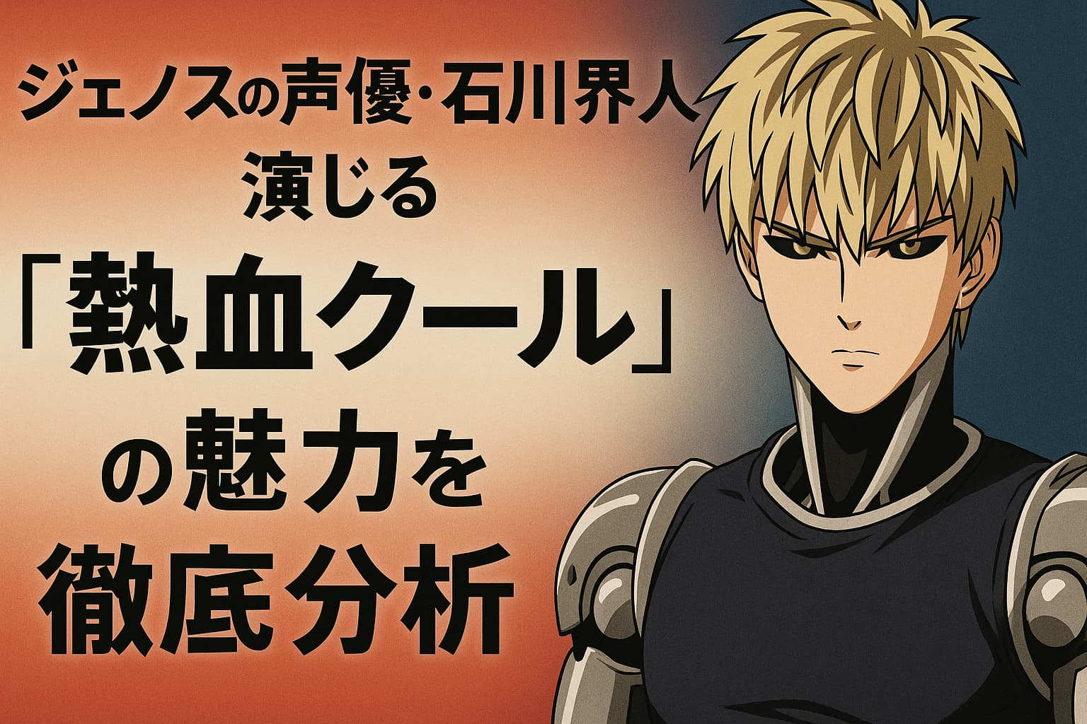 ジェノスの声優・石川界人が演じる熱血クールな魅力を紹介するアイキャッチ画像