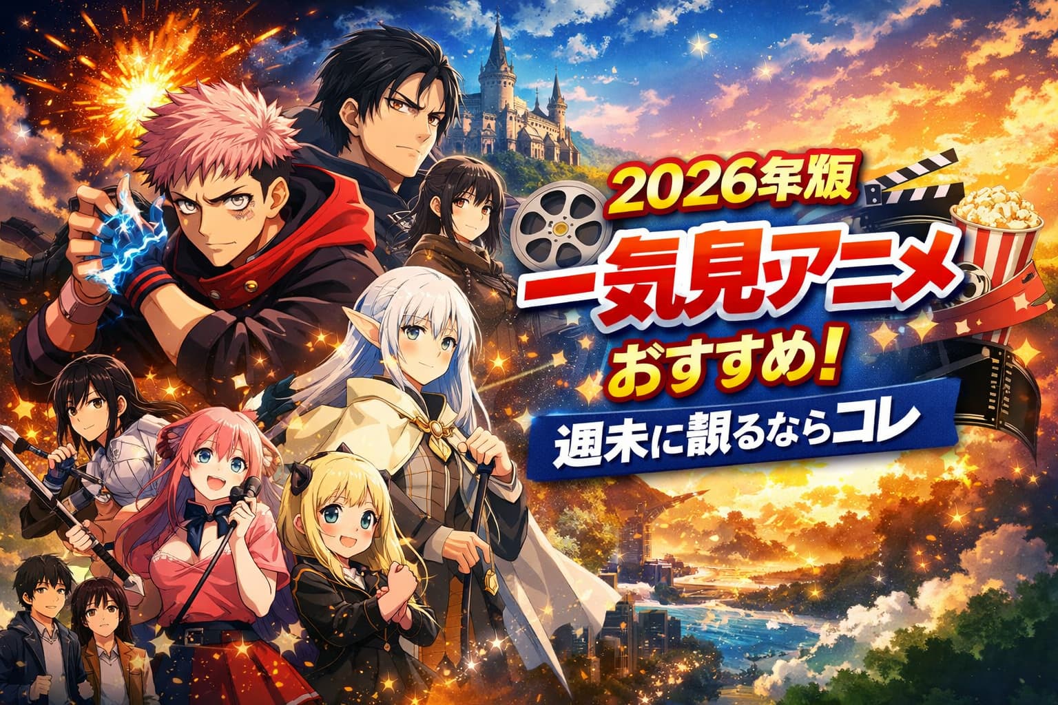 2026年版 一気見アニメおすすめ！週末に観たい注目作品を紹介するアイキャッチ画像