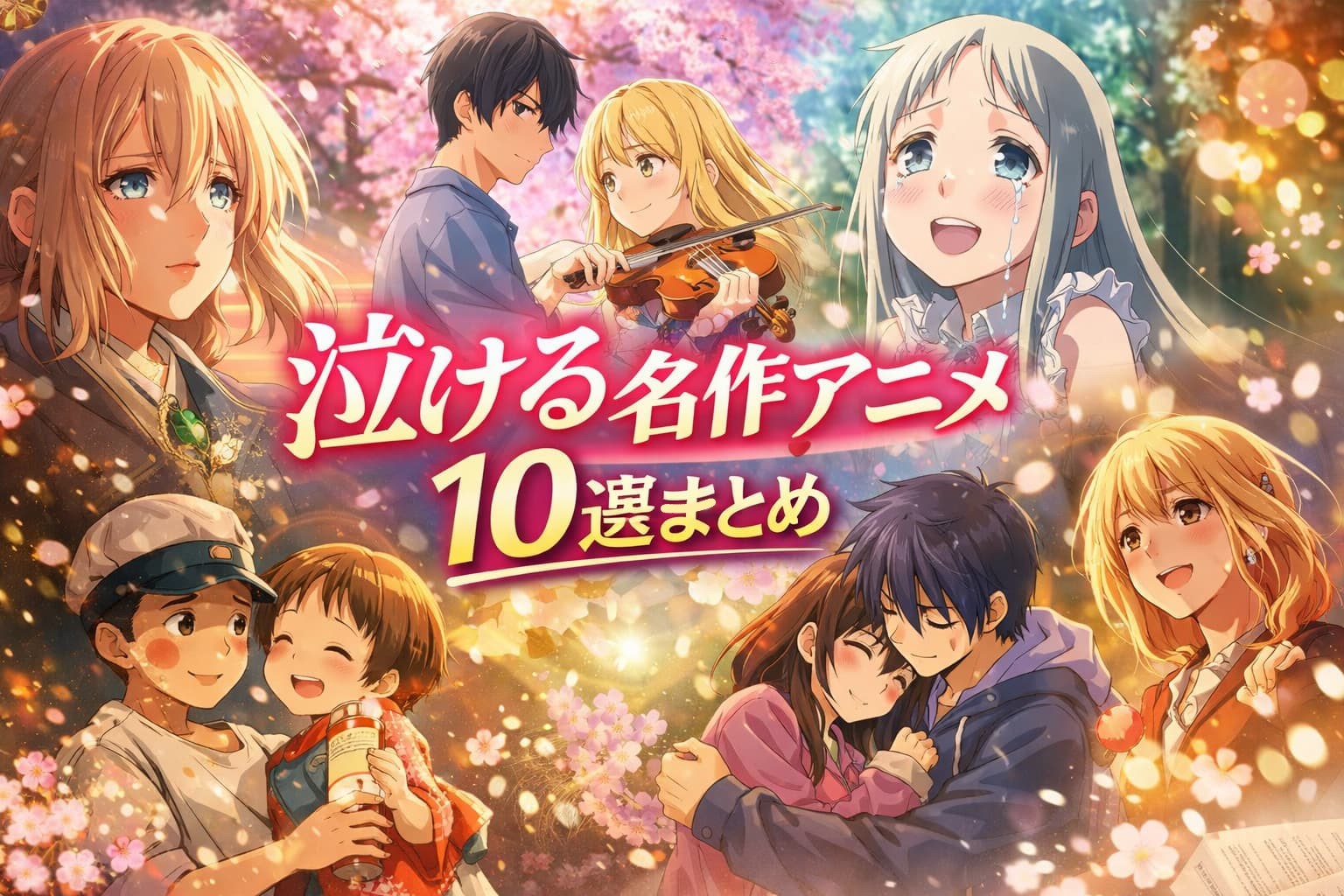 CLANNADやヴァイオレット・エヴァーガーデンなど泣ける名作アニメ10選を紹介するアイキャッチ画像
