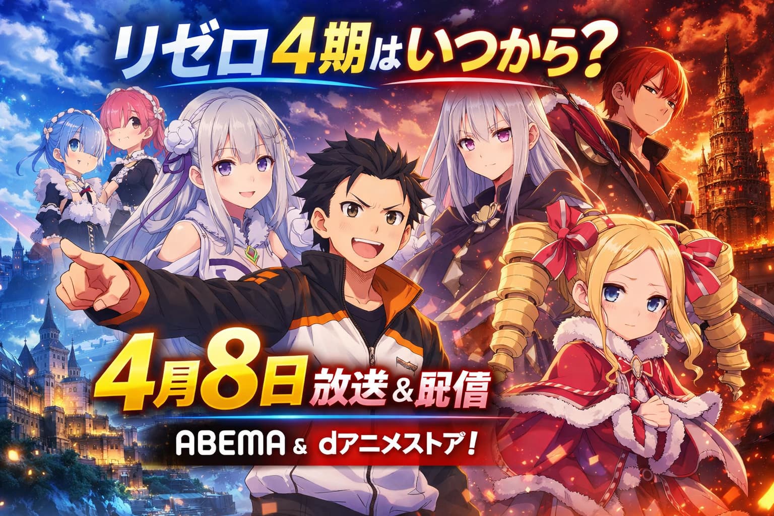 リゼロ4期 いつから？4月8日放送と配信情報まとめを紹介するアイキャッチ画像